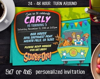 Scooby Doo Invitation, Scooby Doo Birthday Party, Pet Invitation, Scooby-Doo, Cartoon, Personalized, Printable, Chalkboard, Digital File