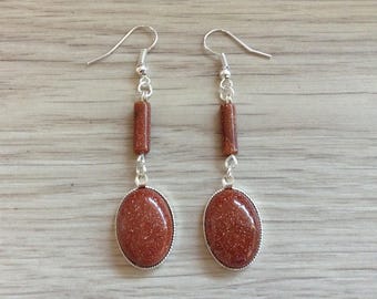 Sunstone (goldstone) earrings