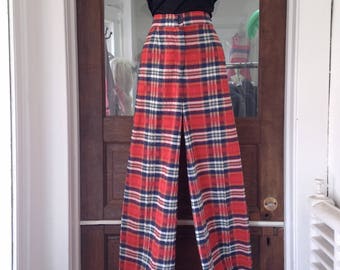Vintage 1970s Plaid Wide Leg Pants