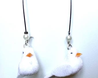 Earrings "Doves" miniature birds, ideal for a wedding...