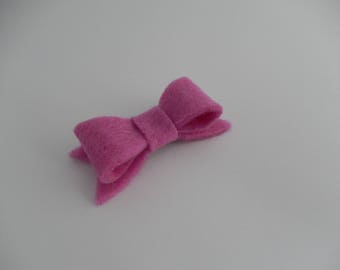 Pink water lily felt bow hair clip