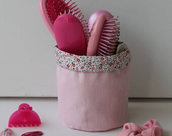 planter in powder pink linen lined floral cotton