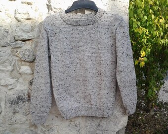Pullover round neck woman grey tweedee winter T 36/38