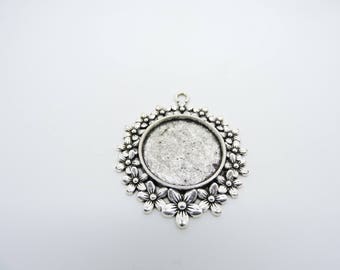 1 pendant cabochons 25mm silver plated support