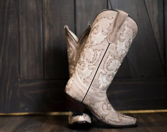 rose gold cowgirl boots