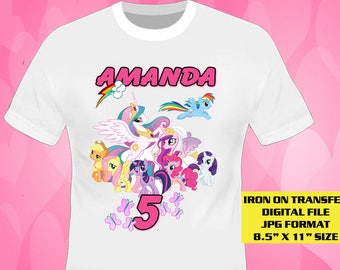 My Little Pony Iron On Transfer Design , My Little Pony Birthday Shirt DIY , My Little Pony Shirt Diy , Digital File Only , Personalize Name