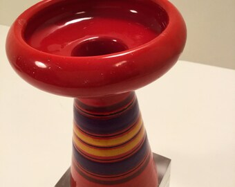Red Bitossi for Rosenthal Netter Candle Holder Mid century Italian design 1970's