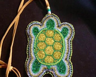 Beaded Turtle Medallion