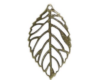 10 charm leaf bronze 13 x 25mm