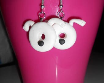 Polymer clay Earring "snowy"