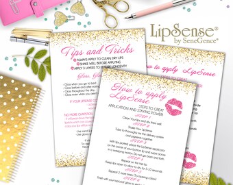LipSense Tips & Tricks Card; Application Thank You card; Sene Gence International; LipSense; Distributor; LipSense Application Card