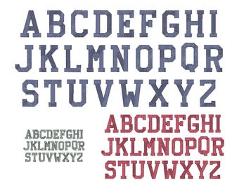 Embroidery Fonts, Monogram Athletic Block Font Monogram Alphabet pes, exp, dst, hus, jef, vp3, vip, xxx and BX (1, 2, 3 inches)