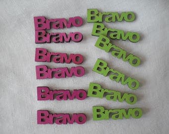 Set of six words "Bravo" pink or green