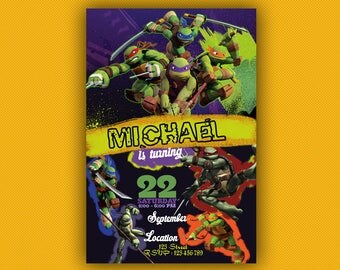 Ninja Turtle Birthday Invitation, Ninja Turtle Invitation, Ninja Turtle Birthday, Ninja Turtle Birthday Party, Ninja Turtles, Turtle Party