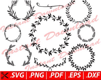 Leaf Wreath SVG, Wreath Clipart svg, Leaf Wreath Clip Art SVG, Silhouette Leaf Wreath svg, Leaf SVG, Wreath Svg, monogram leaf wreath svg
