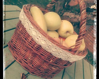 Old basket decorated with lace