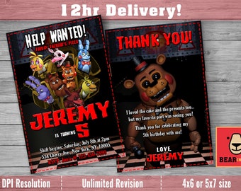 Five Nights at Freddy's Invitation-Five Nights at Freddy's Birthday Invitation-5 nights at Freddy's Party-FNAF invitation-Digital-Printable