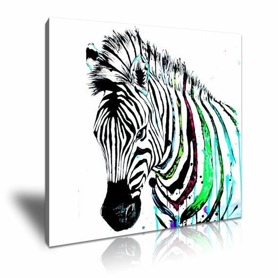 Items similar to Zebra Pop Art Funky Canvas Wall Art Picture Print