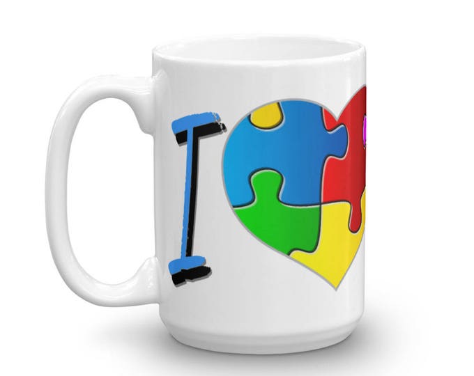 Autism Awareness Mug, I Love Mug, Someone Mug, With Autism Mug, Austism Heart Mug, Autism Puzzle Heart, Great Gift Idea