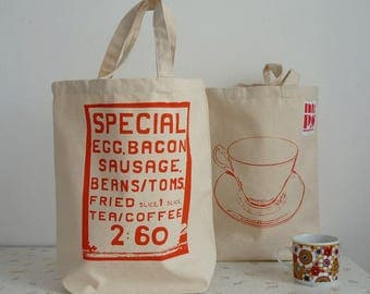 Satuday Morning screenprint shopper tote bag - orange