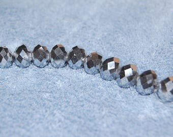 11mm Metallic Silver Faceted Chinese Crystal Rondelles