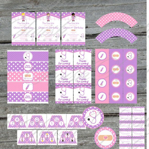 Doc Party Printables | Digital Download | Birthday Party Decorations | Printable Party Package | Invite Invitation and More Il_570xn