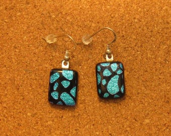 Dichroic Glass Earrings - Fused Glass Earrings - Dichroic Jewelry - Fused Glass Jewelry - Blue Earrings - Glass Earrings