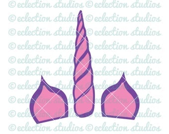 Unicorn SVG, Unicorn horn and ears cake topper, unicorn head cake, SVG, DXF, eps, jpg, png file for silhouette/cricut die cutting machine