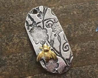 Flower Bee Charm Sterling Silver