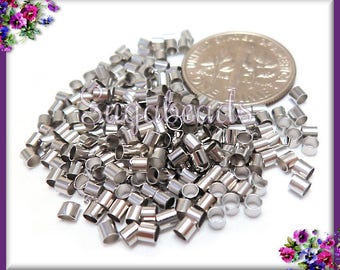 200 Silver Tone Crimp Tube Beads 2mm