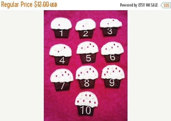 SALE Cupcake puzzle number counting Memory game made with felt #3854 Il_570xn