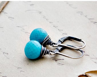 Turquoise Earrings, Dangle Earrings, Turquoise Jewelry, Drop Earrings, Wire Wrapped, December Birthstone, Gemstone Earrings, PoleStar