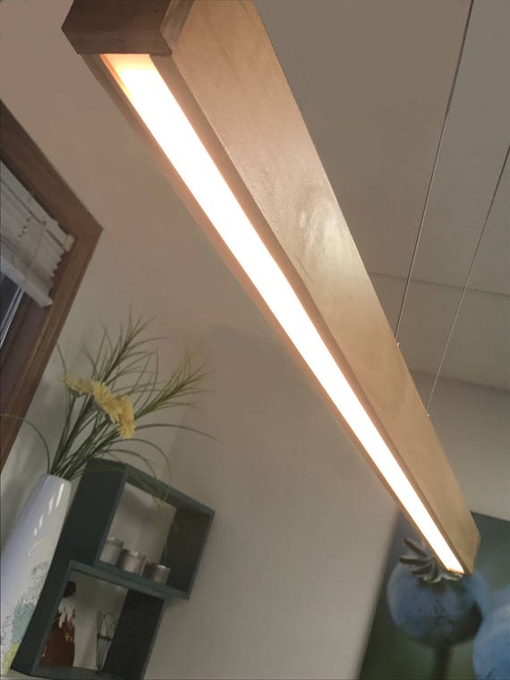 Linear LED Wood Light Fixture featuring Rincon Power Hanging