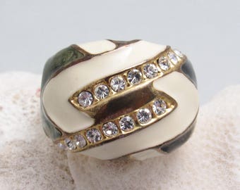 Vintage Enamel Rhinestone Ring Costume Jewelry R8012