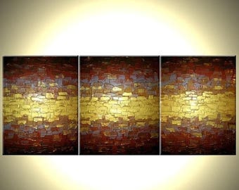 22% Off Sale, Original Abstract Metallic Painting, Textured Gold Painting, Textured Palette Knife Art, 24x54, Lafferty