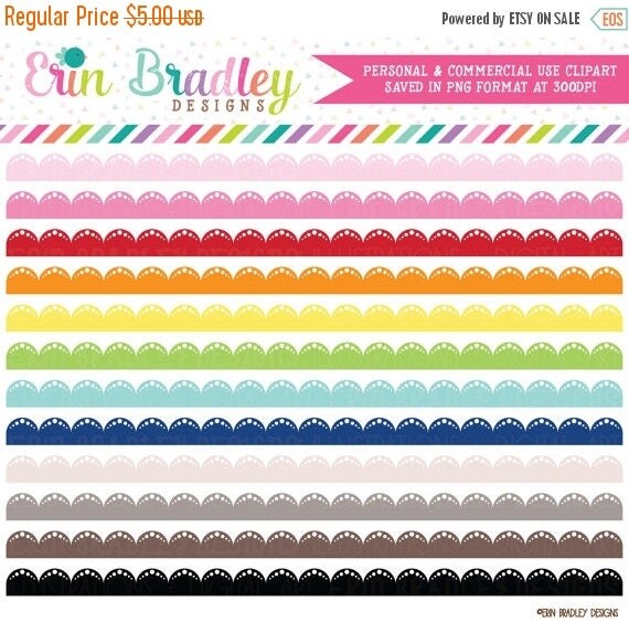 50% OFF SALE Clipart Lace Scalloped Borders Personal & Commercial Use Clip Art Digital Files Il_570xn