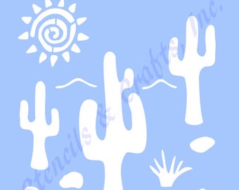 3" CACTUS SAGUARO STENCIL stencils sun southwestern sun background plant pattern craft art paint template templates new