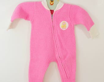 Vintage BABY Infant Long Sleeve Fleece Footed Footie PAJAMAS cute