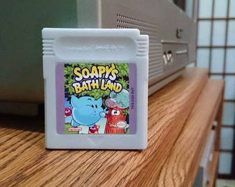 SOAP Gameboy cartridge parody with case, Kirby's Dreamland, aka Soapy's Bathland, Retro Video Game Geek Gift