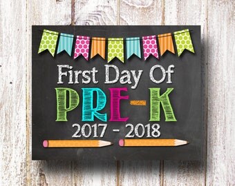First Day Of Pre-K Sign, First Day Of Preschool Sign, First Day Of School Sign, Back To School Photo Prop, 8x10 Printable - Instant Download