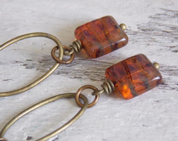Czech Glass Earrings Boho Chic Antique Brass geometric Square Rustic Woodland Dainty Long Light Earthy Earrings Gift Rustic Jewelry Czech Glass Earrings Boho Chic Antique Brass geometric Square Rustic Woodland Dainty Long Light Earthy Earrings Gift Rustic Jewelry