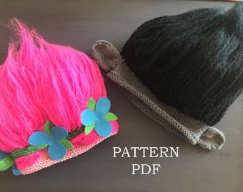 NEW item Princess Poppy and Branch inspired Troll Hat pattern - Knitting PATTERN PDF - includes 5 sizes baby to adult