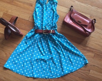 Adorable 80s Polkadot Dress Small