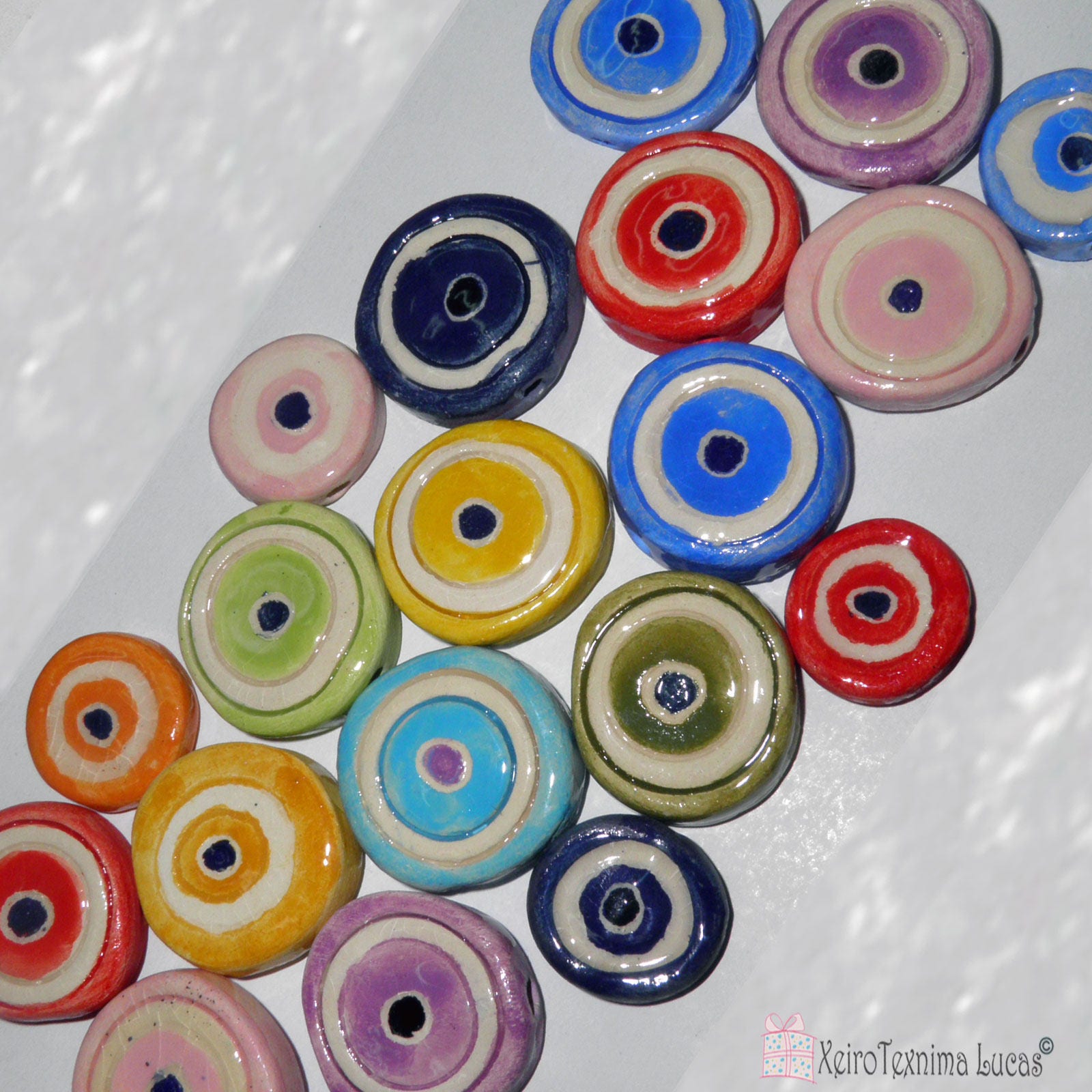 Ceramic Eye Beads 3cm Handmade Evil Eye Beads in 8 Colors Greek