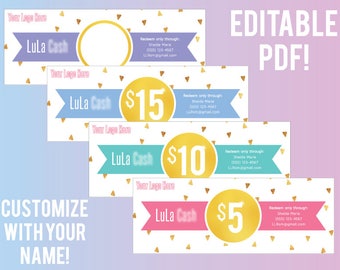 INSTANT DOWNLOAD LuLa Inspired Gift Certificate - Printable Lula - Customize Business Sign Printables Lula Business Cards