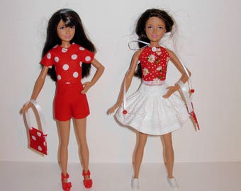 Cute mix and match outfits for barbies' sister skipper (vintage & modern dolls) Handmade barbie clothes