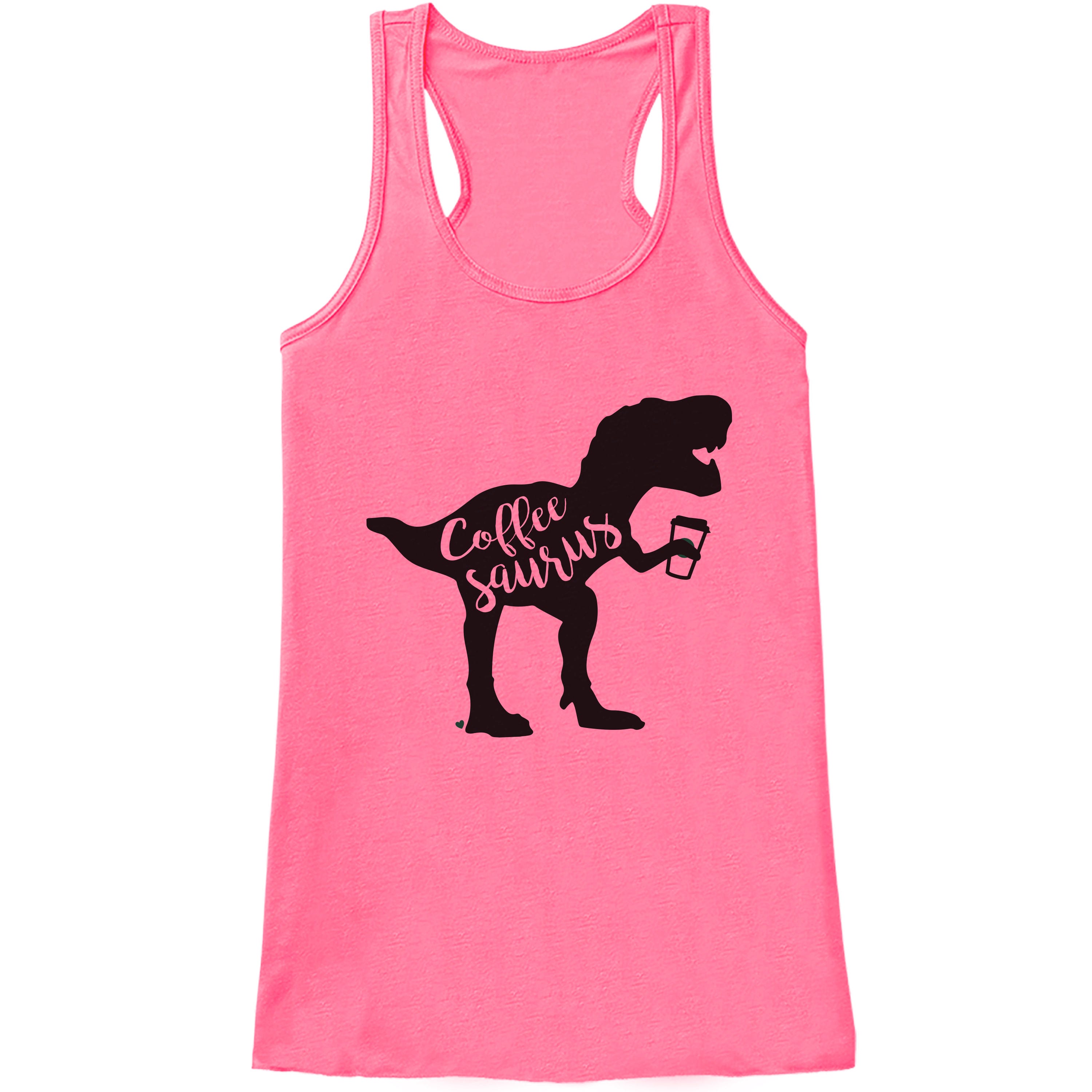 Women's Dinosaur Shirt Coffeesaurus Dino Pink Tank Top