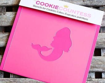 Mermaid Cookie Stencil, Mermaid Sugar Cookie Stencil, Mermaid Fondant Stencil, Cookie Countess Cookie Stencil, Mermaid Stencil