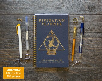 Divination Planner Notebook - Blue / Monthly / Half-Size / 24 Months / Pick Your Own Starting Month