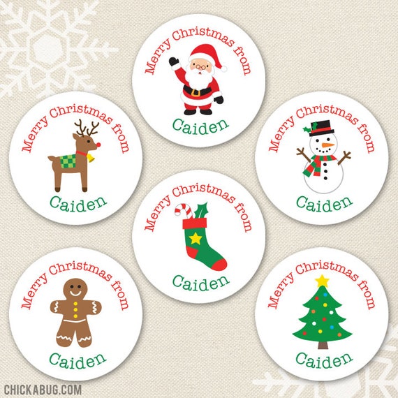 Personalized Christmas Stickers - Sheet of 12 or 24 Il_570xn